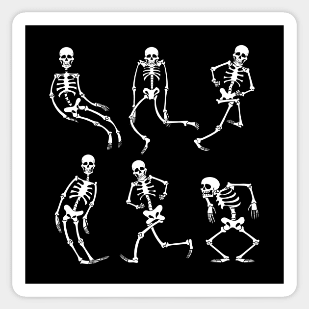 Retro Skeletons Cartoon Dancing at Halloween Party Sticker by Juandamurai